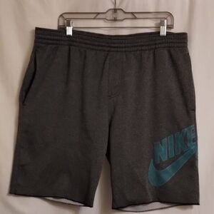 Nike Men's Charcoal Athletic Shorts with Teal Logo
